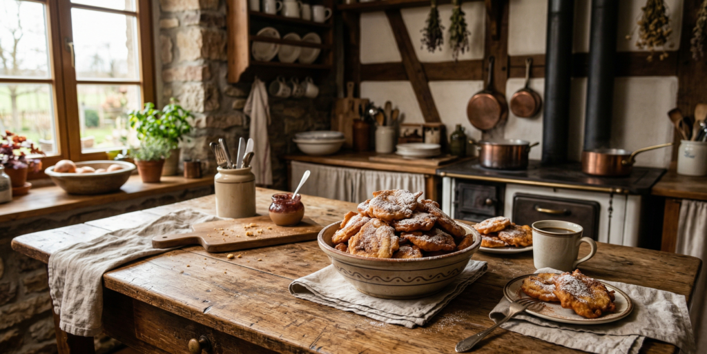 Strouwen in der Küche, ein traditionales Gericht was im Münsterland zu Karfreitag gegessen wird.